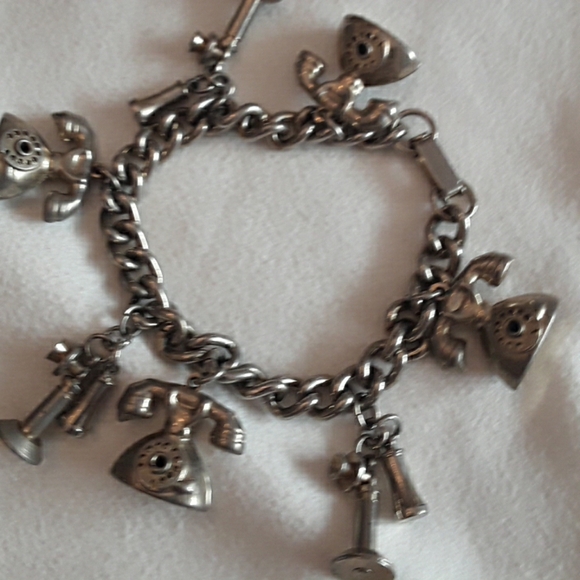 Jewelry - Vintage telephone charm bracelet in silver tone